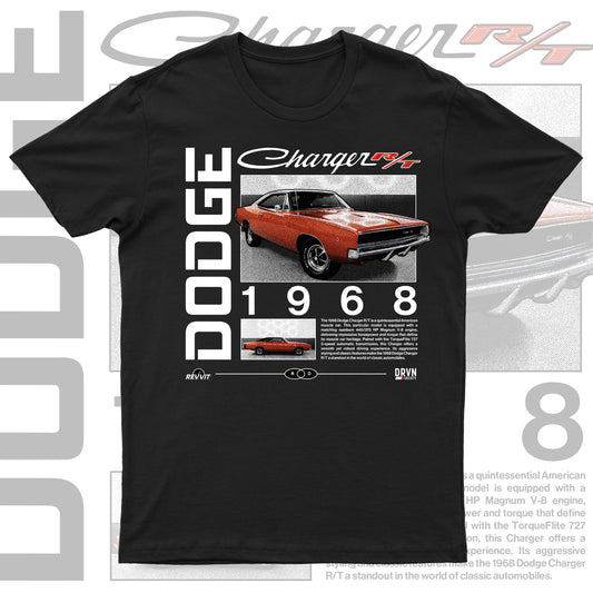 Revvit - 68 Dodge Charger RT - Black Unisex Premium T-shirt